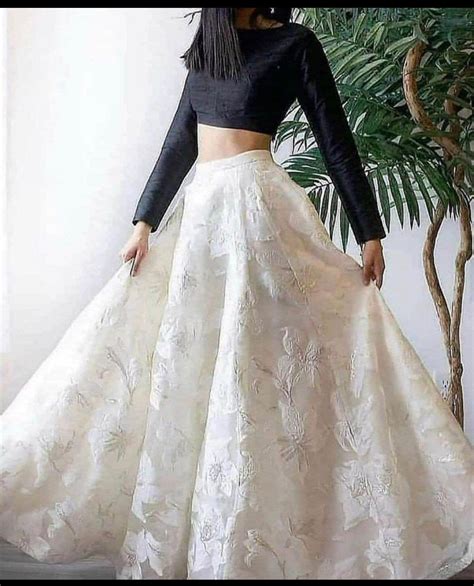 White Party Wear Organza Lehenga Choli Crop Top Skirt Indian Etsy Artofit