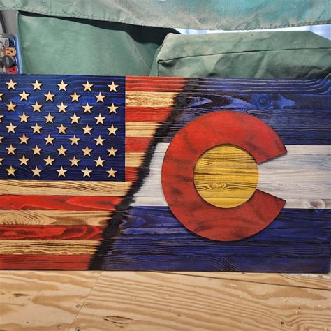 Wood Colorado Flag Etsy