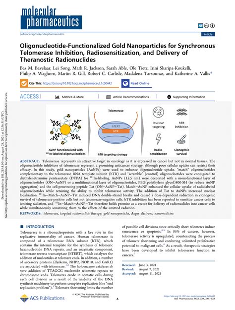 PDF Oligonucleotide Functionalized Gold Nanoparticles For Synchronous