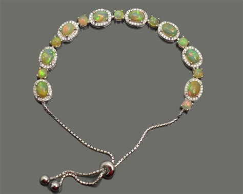 Natural Ethiopian Fire Opal Bracelet Sterling Silver Opal Tie