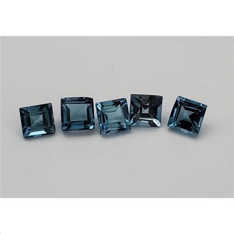 5 Pieces Vvs Natural London Blue Topaz Square Cut Loose Gemstone