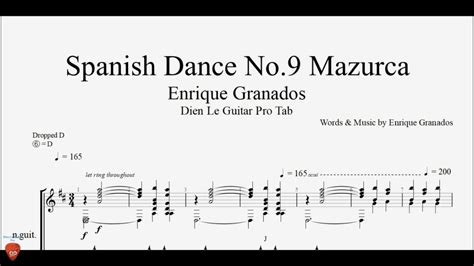 Enrique Granados Spanish Dance No Mazurca Guitar Tutorial Tabs