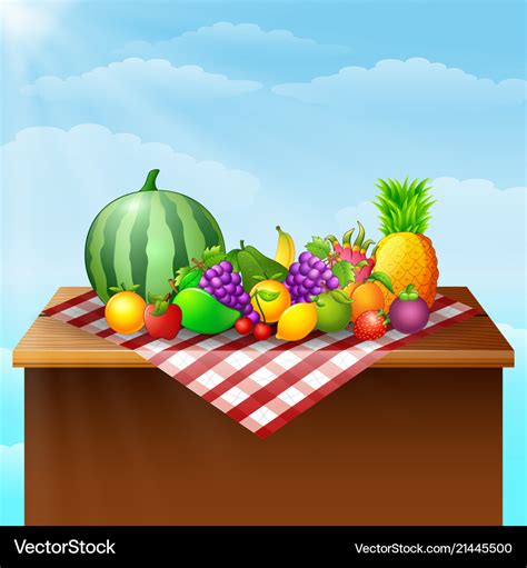 Fresh Fruits On Table Royalty Free Vector Image