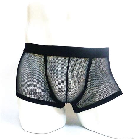 Short en maille sexy pour hommes slips sous vêtements transparents L