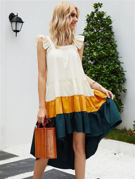 Cut And Sew High Low Ruffle Cami Dress | Cami dress, Scarf women ...