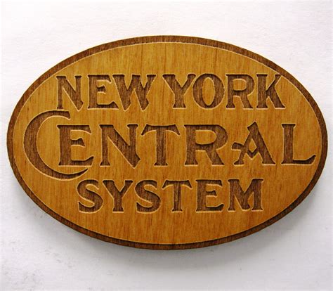 New York Central Railroad Logo Wooden Fridge Magnet Black