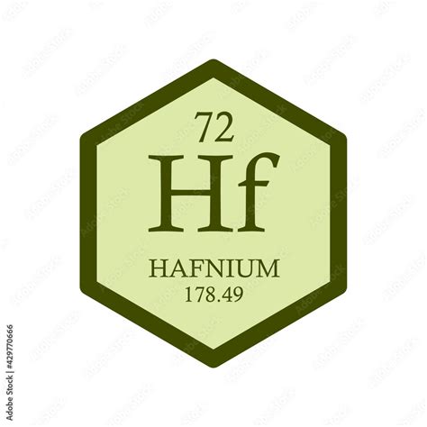 Hf Hafnium Transition Metal Chemical Element Periodic Table Hexagon