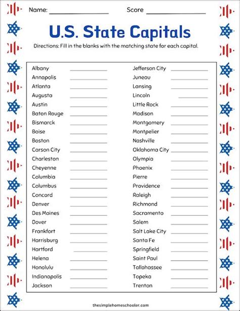 Free States And Capitals Worksheet Packet Easy Print The Simple Homeschooler