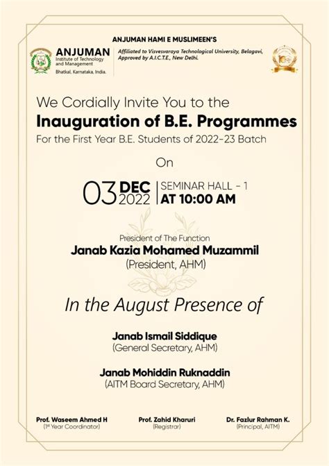 Inauguration of B.E. Programmes - Anjuman Institute of Technology ...