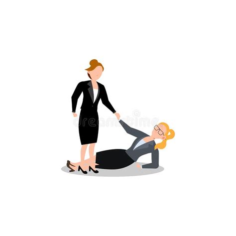 Cartoon Character Illustration Of Business Friend Helping Each Other Business Woman Giving Hand