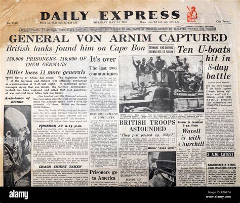 Wwii Second World War 2 Newspaper Headline Article Daily Express Paper