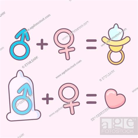 Cartoon Condom With Love Safe Sex Concept Stock Vector Vector And Low