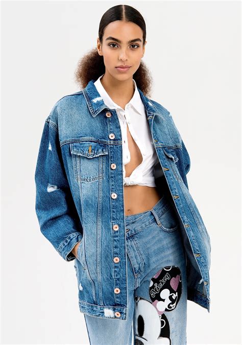 Giacca Over In Denim Con Strappi Disney Fracomina Vestiti Firmati