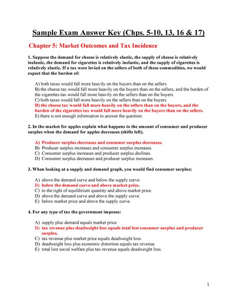 Microeconomics Sample Exam Answers Chapter 5 10 13 16 And 17