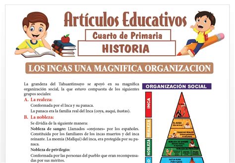 Los Incas Una Magnífica Organización para Cuarto de Primaria