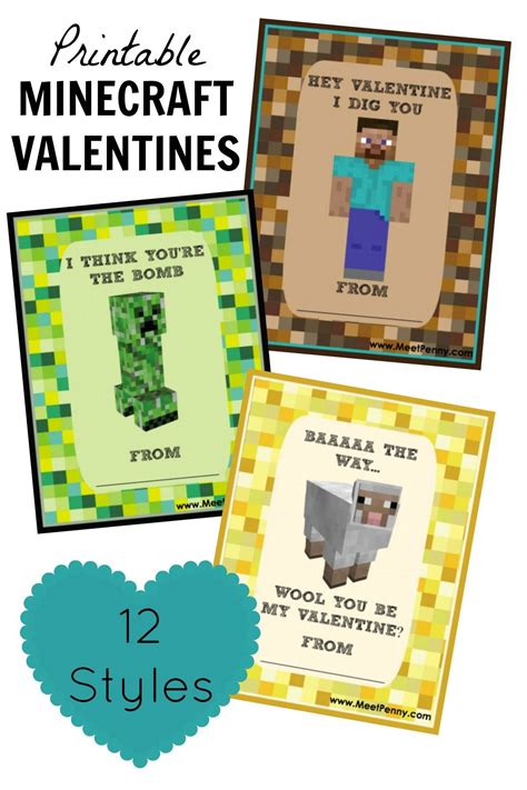 Minecraft Valentines Printable