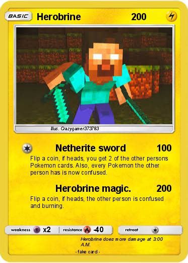 Pokémon Herobrine 3719 3719 Netherite Sword My Pokemon Card