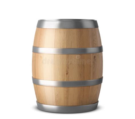 Wooden Barrel Realistic Of Isolated White Background Stock Vector