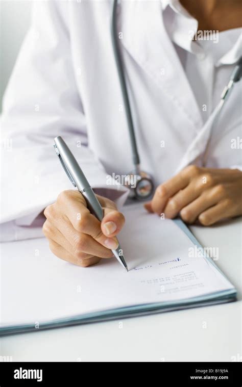 Doctor Writing Prescription Cropped View Stock Photo Alamy