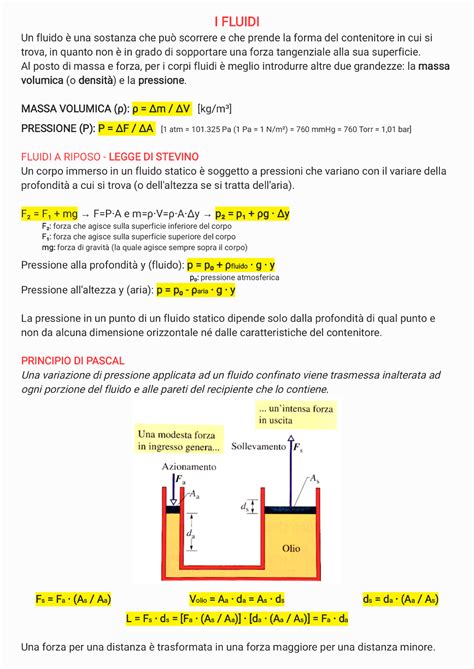 I Fluidi Leggi Di Stevino E Principio Di Archimede Fisica Studocu