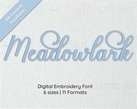 Meadowlark Cursive Embroidery Font for Embroidery Machines – The ...