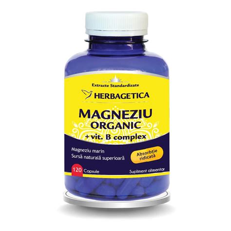 Magneziu Organic Cu Vitamina B Complex 120 Capsule Herbagetica Dr