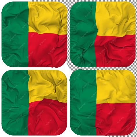 Premium Psd Benin Flag Squire Shape Isolated Different Waving Style Bump Texture 3d Rendering