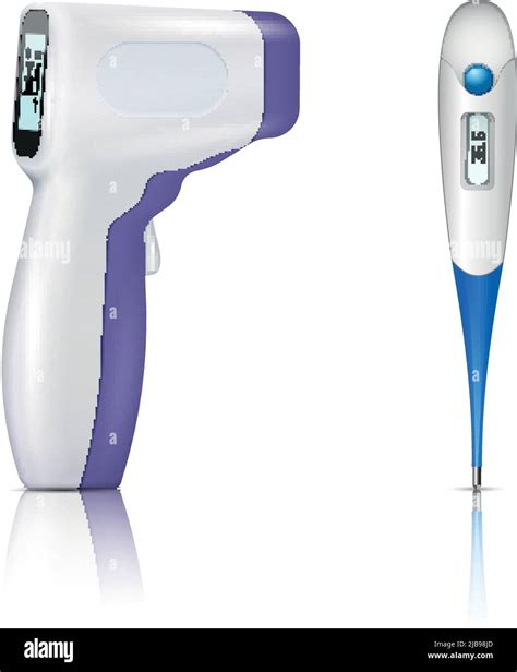 Infrared Contactless Thermometer Realistic Set With Isolated Images Of