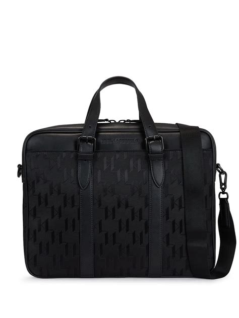 Karl Lagerfeld K Etch Logo Jacquard Briefcase Black Farfetch Uk