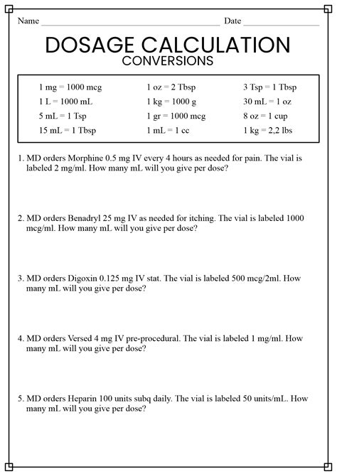 Med Math Practice Worksheet