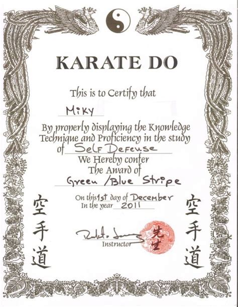 Martial Arts Certificate Template | EmetOnlineBlog | Certificate ...