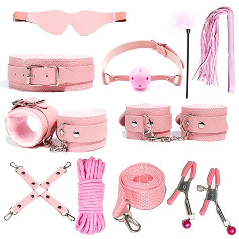 Sex Toys Kits For Couples Pu Sex Bondage Set Handcuffs Sex Games Whip