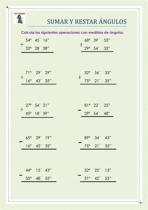 Ficha Online De Sumar Y Restar Medidas De Ngulos Para De Educaci N
