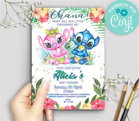 Lilo And Stitch Gender Reveal Invitation Baby Shower Etsy