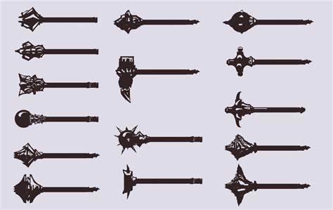 Weapon concept art, Mace, Sketches