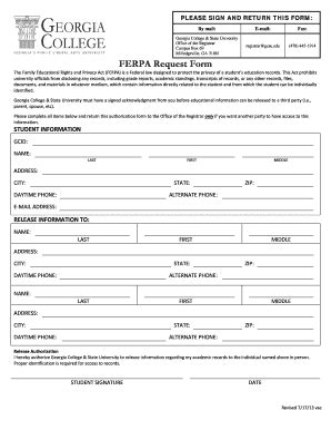 Georgia College State University Ferpa Request Form Fill