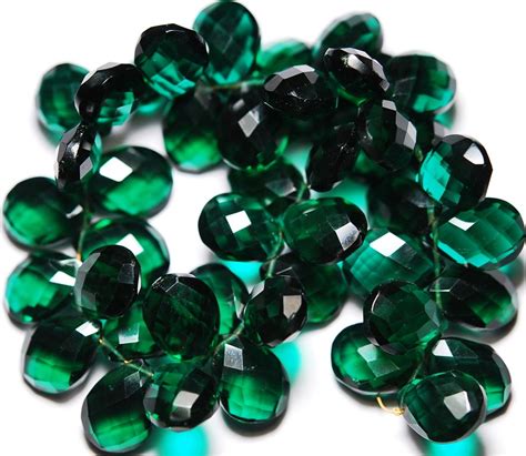 8 Inch Strand Green Hydro Quartz Side Drilled Faceted Pear Etsy