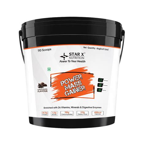 Power Mass Gainer 6kg Chocolate Flavoured Star X Nutrition Sports Products