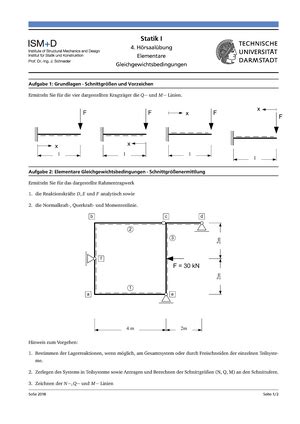 Herbst Klausur Baustatik I Statik I Tu Darmstadt Studocu