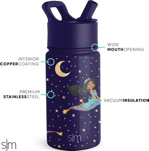 Simple Modern Disney Princesses Botella de agua para niños con tapa