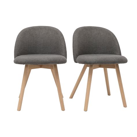 Chaises Scandinaves En Tissu Effet Velours Gris Et Bois Clair Massif