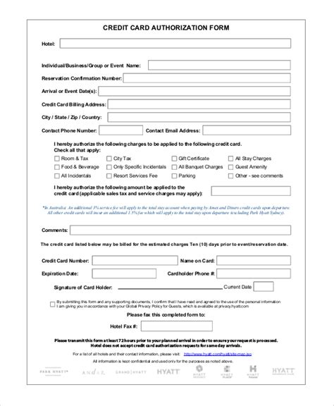 FREE 8 Sample Credit Card Authorization Forms In MS Word PDF