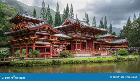 Byodo-in Temple after Rain editorial photography. Image of oahu - 263611512