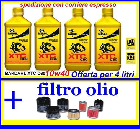 4 LT Olio BARDAHL XTC C60 10W40 Moto 4T Racing Filtro Olio