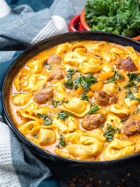 Creamy Sausage And Tortellini Soup Skinny Spatula