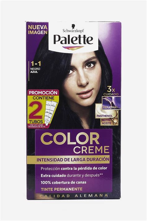 Tinte Para Cabello Palette Color Creme Negro Azul Caja Un Plazavea