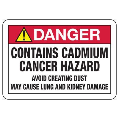 Chemical Warning Signs Danger Contains Cadmium Emedco