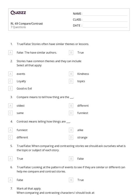 Free 4th Grade Compare And Contrast Worksheet Download Free 4th Grade Compare And Contrast