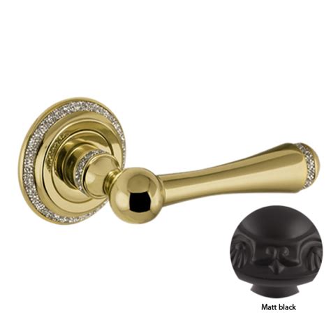 buy door lever handle set  rose  swarovski crystal rock