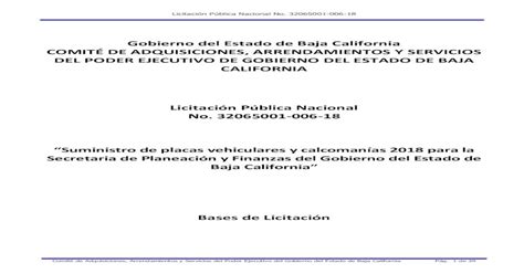 GOBIERNO DEL ESTADO DE BAJA CALIFORNIA Anexo 6 Formato De